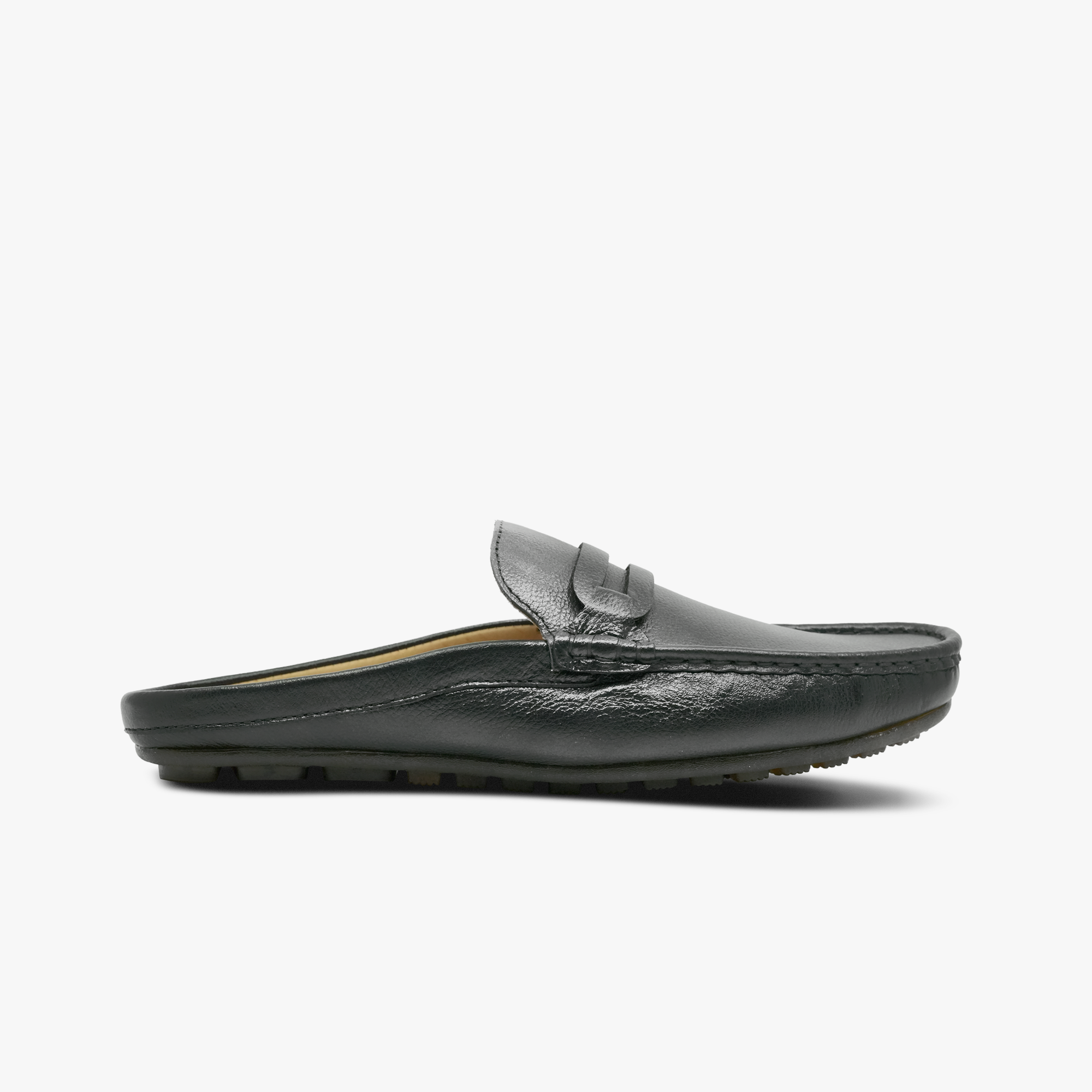 Khowai Product Page Sturcture Black Leather Half Loafers - Eid Edition