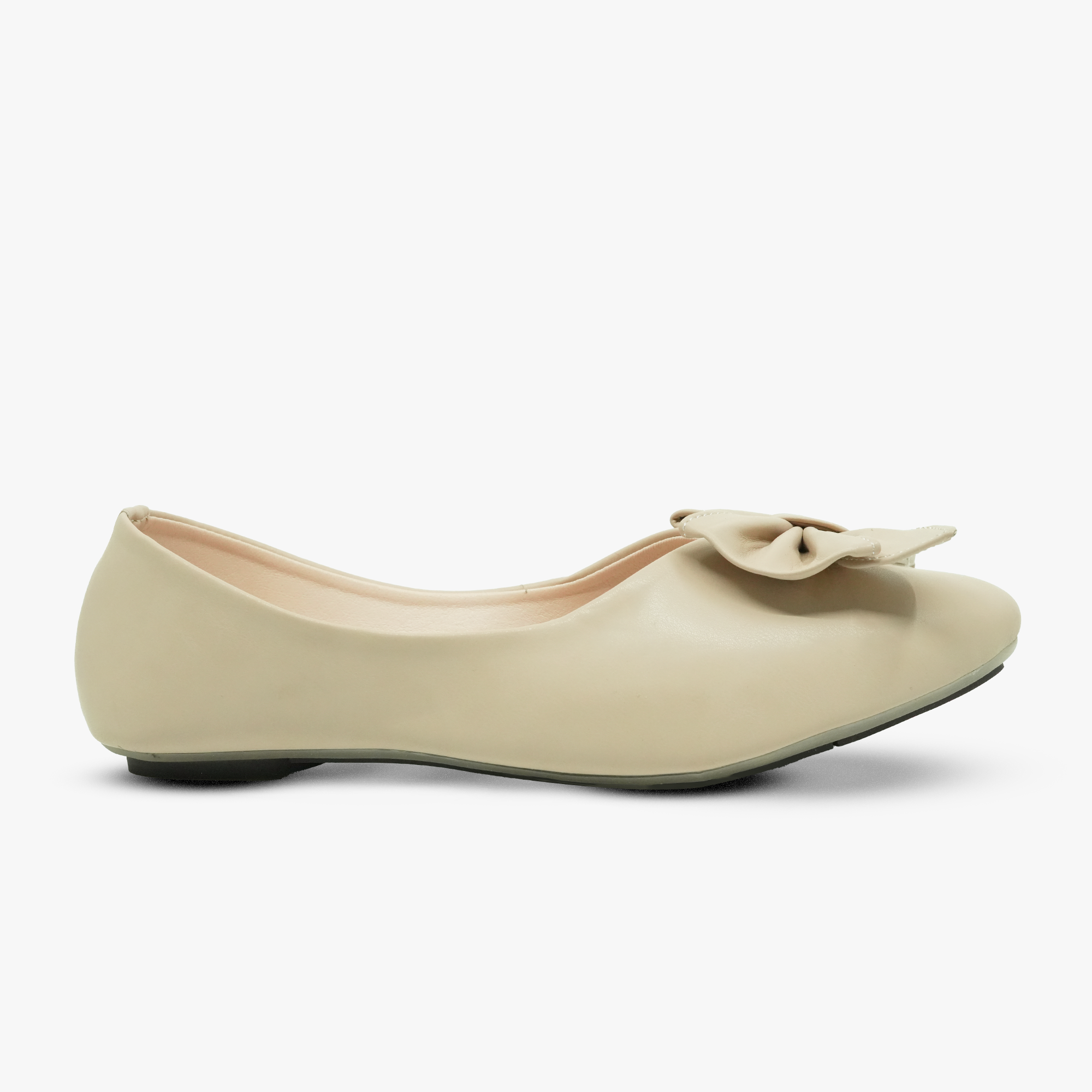 Khowai Beige Bow Ballet Flats – Stylish Comfortable Women Shoes