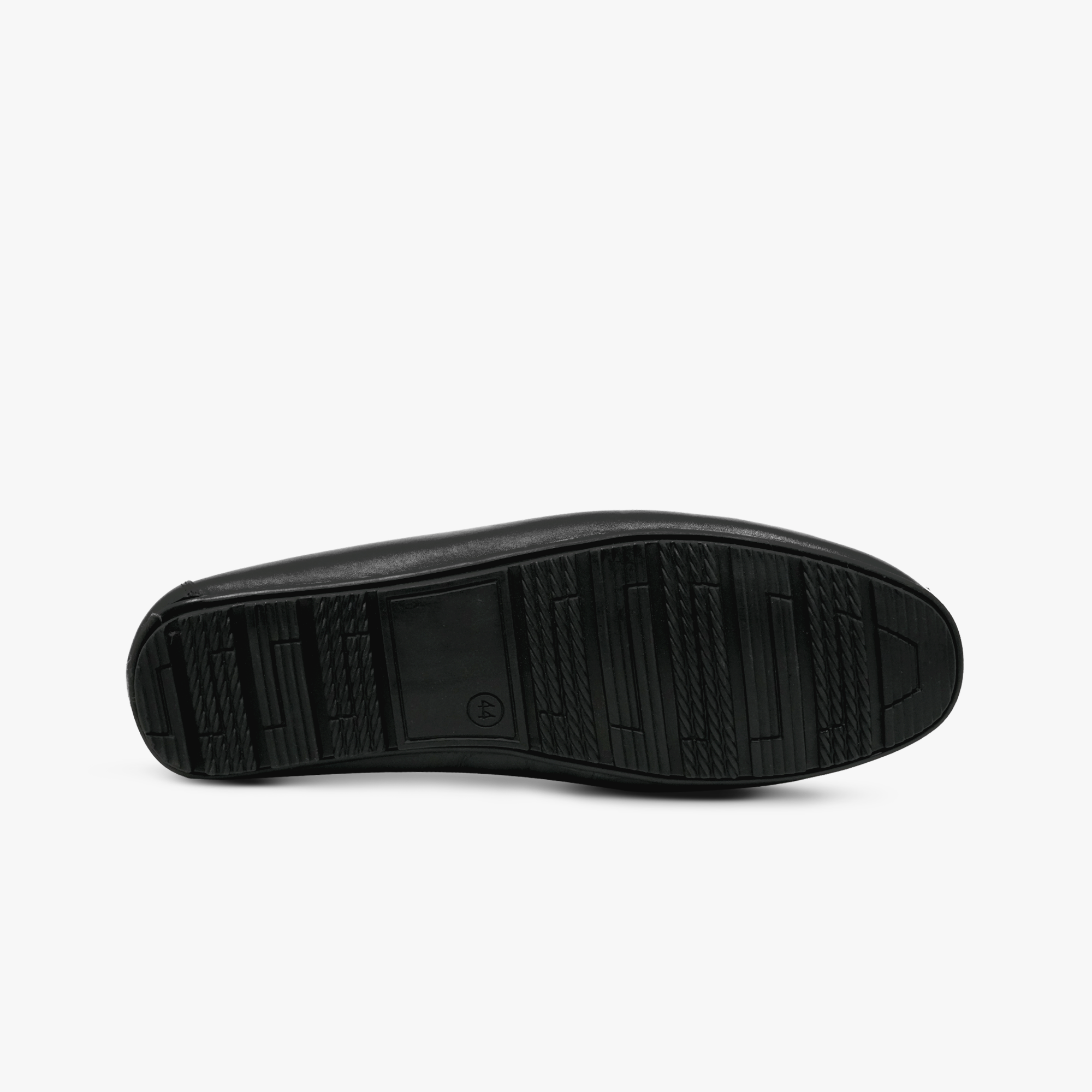 “Alternate side view of Khowai black slip-on moc toe loafers for men”