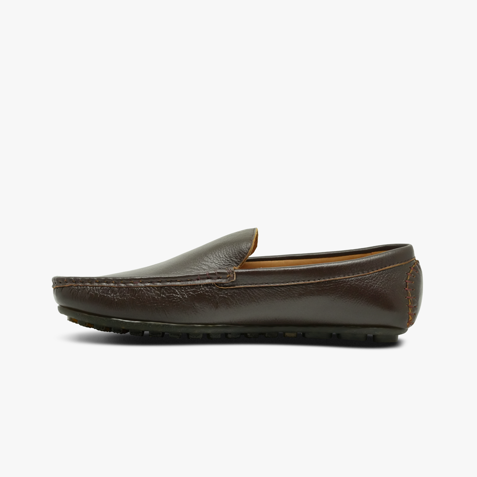 “Profile shot of Khowai men’s slip-on loafers featuring smooth leather”