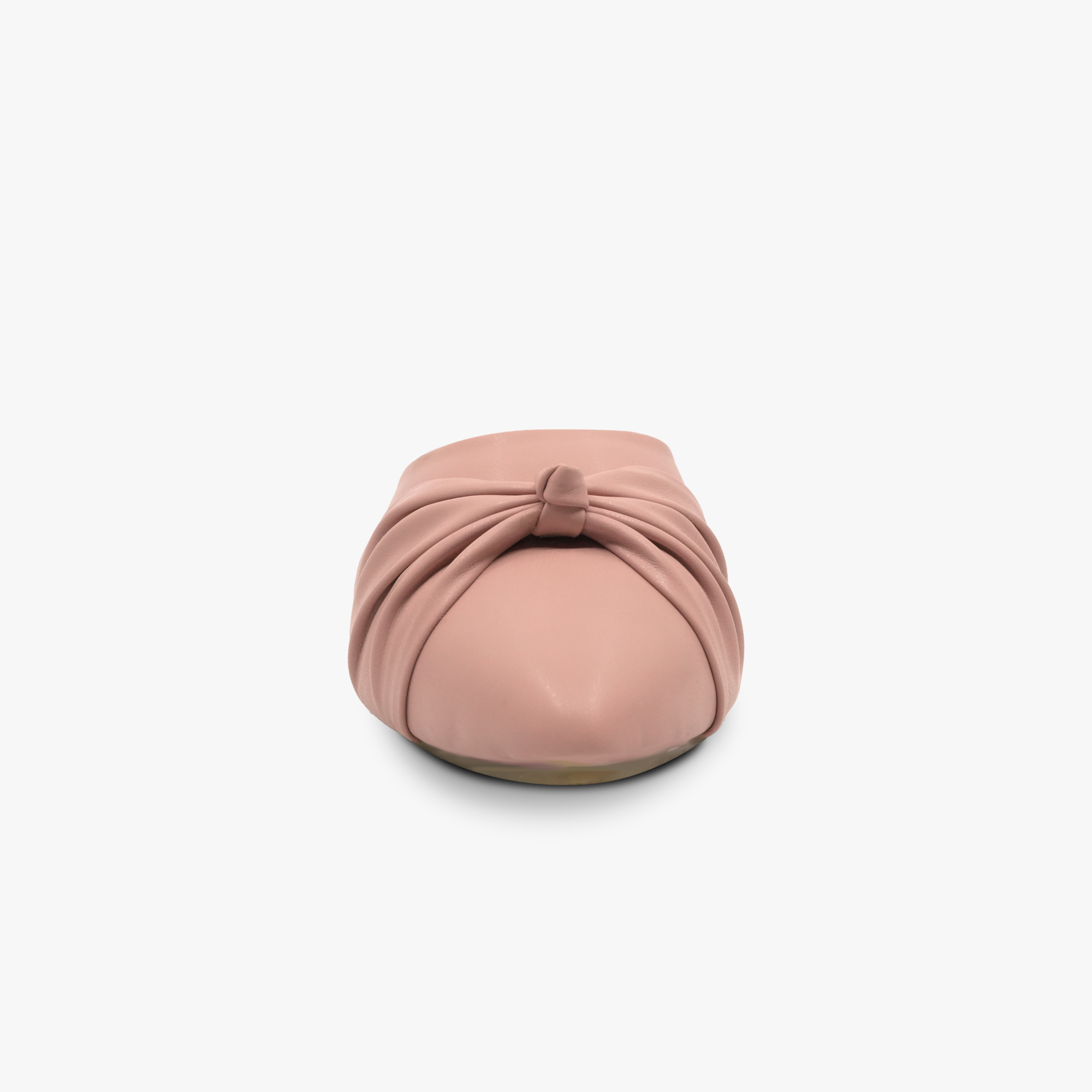 “Top view of padded insole and Khowai branding on pink knotted heeled mules”