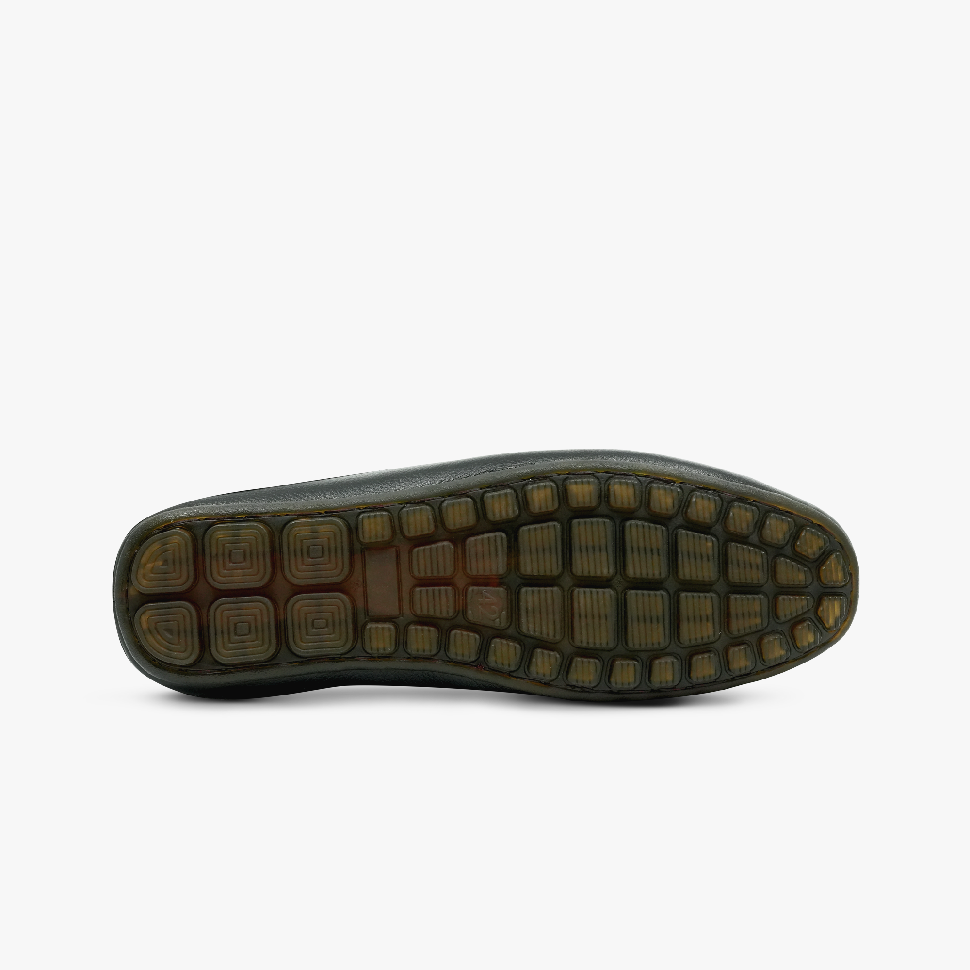 Outsole of Khowai Black Leather Half Loafer - Driver-Style Rubber Pods